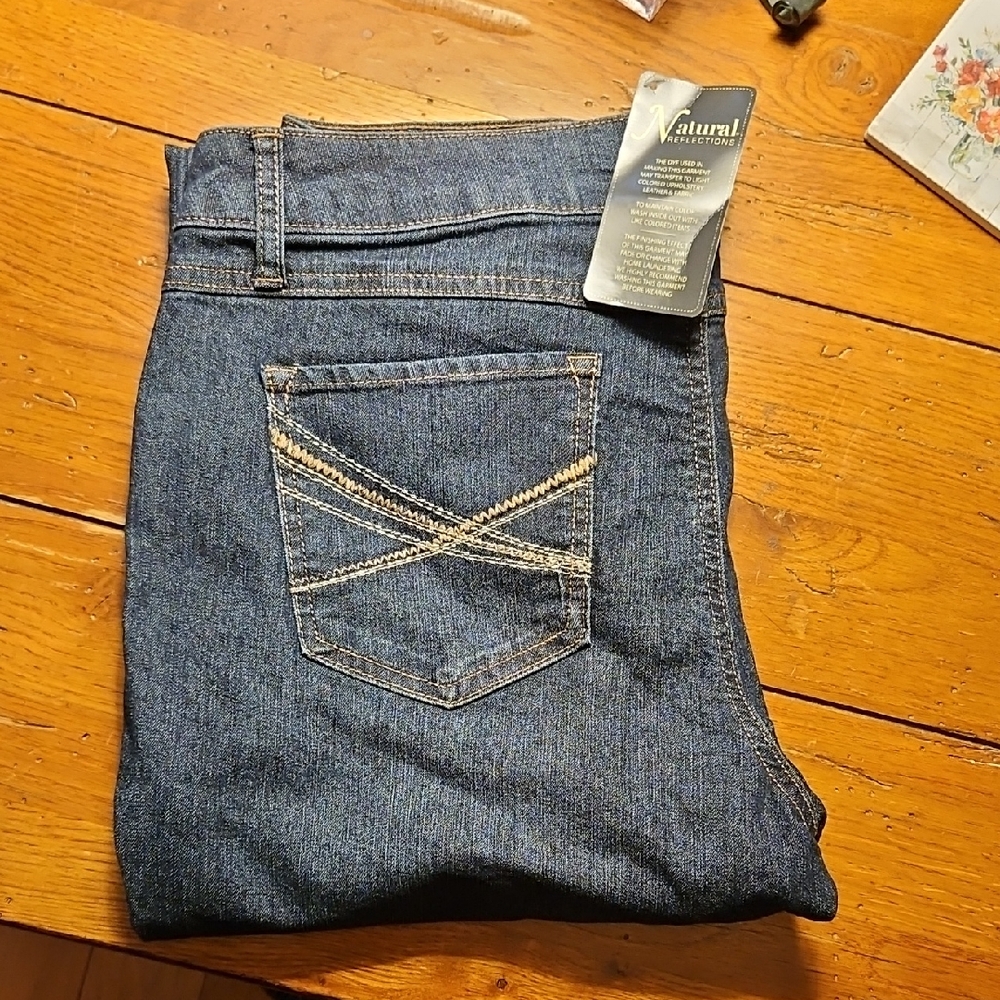 Natural Reflections Blue Denim Jeans with Embroidered Pocket